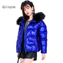 2019 Women's  Jacket Winter Glossy Silver/Black/Gold/Blue Plus Size Hooded Parka Outwear Padded Coats Female 2024 - buy cheap