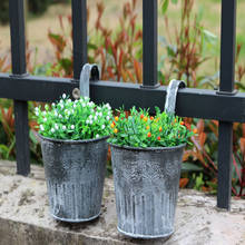 Vintage Retro Metal Iron Fence Hanging keg Flower Pot with Hook Garden Hanging Balcony Plant Hang pot Nursery Bonsai Pots 2024 - buy cheap