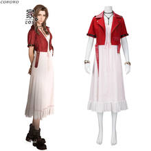 Anime! Final Fantasy 7 Remake Aerith Gainsborough Battle Suit Lovely Dress Uniform Cosplay Costume Halloween Outfit For Women 2024 - buy cheap