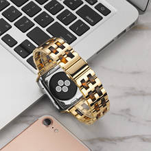 Pulseira de resina granular + aço fashion para apple watch band 44/40mm 42/38mm, bracelete feminino requintado para iwatch série se/6/5/4/3/2 2024 - compre barato