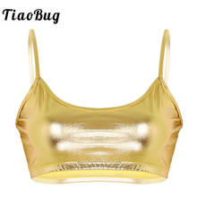 Women Shiny Metallic Spaghetti Straps Deep U Neck Camisole Sexy Crop Tops Adult Nightclub Party Festival Rave Pole Dance Costume 2024 - buy cheap