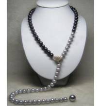 Модное ювелирное изделие, бесплатная доставка, новейший дизайн, ожерелье из натурального жемчуга черного и серого цветов, желтая застежка 32 дюйма k a 2024 - купить недорого