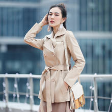 Jaqueta e casaco de couro 100% genuíno, jaqueta feminina coreana de pele de carneiro para primavera e outono 2021, chaqueta feminina pph2539 2024 - compre barato