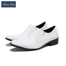 Christia Bella Классическая ручной работы из натуральной кожи мужская обувь квадратный носок белые вечерние модельная мужская обувь, деловая, официальная обувь 2024 - купить недорого