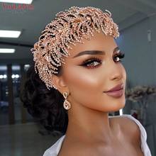 YouLaPan-tiara nupcial de lujo HP386, accesorios de vid de hoja de cristal para el cabello de boda, diadema de corona de diamantes de imitación hecha a mano, 2021 2024 - compra barato