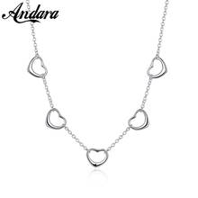 New 925 Silver Necklace Five Heart Pendant Necklace For Woman Wedding Wedding Jewelry Gift 2024 - buy cheap