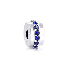 Fits Pandora Bracelet 925 Sterling Silver Blue Sparkling Clip Charm Beads for Women DIY Jewelry Making Charmsy 2020 Winter 2024 - buy cheap