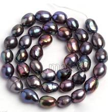 Jewelry Free Shipping  Genuine 9-10mm Natural Black Oval Freshwater Pearl Loose Beads Strand 15" AAA 2024 - buy cheap