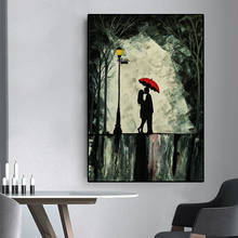 Abstract Couple Holding Umbrellas In The Rain Canvas Paintings Posters Prints Wall Art Picture for Living Room Wall Decor Cuadro 2024 - buy cheap