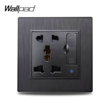 Wallpad-toma de corriente de salida eléctrica Universal S6, enchufe de pared con puerto de carga USB doble 3.1A, negro, plata, oro, cepillado, PC, Plástico 2024 - compra barato