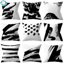 Black and White Abstract Painting Polyester Pillow Cover Graffiti Print Decorative Cushion Cover Sofa Throw Pillow Case 45X45CM 2024 - buy cheap