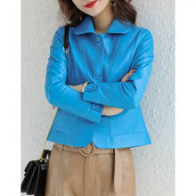 2021 Spring Autumn Genuine Leather Jacket Women Real Sheepskin Coat Short Blue Korean Women Clothes Fashion Veste Femme WPY2834 2024 - buy cheap