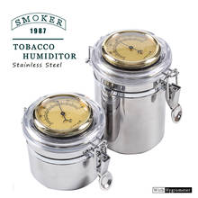 Smoker Stainless Steel Humidor humiditer jar for Cigar Tabacco Coffee Bean Tea Candy Integrated Hygrometer Round Humidifiter 2024 - buy cheap