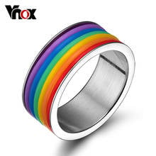 Vnox Rainbow Ring for Women / Men Stainless Steel Jewelry 2024 - buy cheap