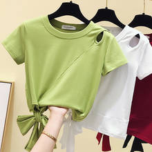 gkfnmt Bandage Cotton Crop Tops T Shirt Women Summer Clothes Womens Tshirt Female T-Shirt Woman Korean Style Short Tee Shirt 2024 - buy cheap