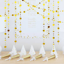 Guirlandas de papel redondas douradas de estrela, 4m, chá de bebê, menina, menino, decoração de festa de aniversário infantil, casamento, decoração de festa de natal 2024 - compre barato