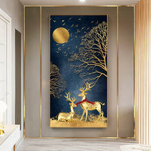 Round full diamond landscape 5D diamond painting cartoon golden deer DIY diamond embroidery set decoration ornaments 2024 - buy cheap