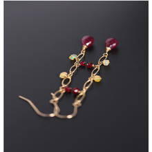DMBS318 Ruby earrings female natural 14K gold Injection opal tassel ear line gift customization 2024 - buy cheap
