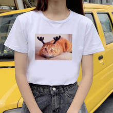 Women Fashion T-shirt Summer Cute Cat  Printed T-Shirt Top Summer Graphic Casual t shirt women New Style White Tees Female 2024 - buy cheap