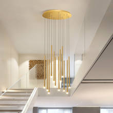 Modern minimalist stair chandelier ceiling Nordic villa chandelier lighting gold / black / for cafe restaurant led hanging lamp 2024 - buy cheap