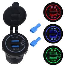 Waterproof 12V 24V Dual QC3.0 USB Car Charger Adapter with On/Off Touch Switch LED Light for Mobile Phone GPS Truck SUV Boat Bus 2024 - buy cheap