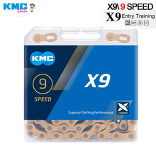 KMC X9 X9.93 горный шоссейный велосипед Золотая Серебряная цепь 116L 9 цепь для скоростного велосипеда magic mountain button с оригинальной коробкой 2024 - купить недорого