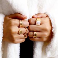 5 шт./компл. геометрические кольца женские модные Инс стиль кольцо набор модные ювелирные изделия подарок оптовая продажа 2024 - купить недорого