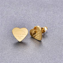 Stainless Steel Heart Earrings for Women Top Quality Simple Love Letter Earings Fashion Brand Girl Jewelry Z044 2024 - buy cheap