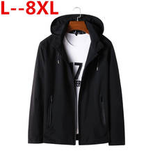 8XL 6XL 5XL 4X Plus Black Mens Autumn Spring Man Thin Jackets Windbreaker Collar Stand Casual Jacket for Men Outwear 2024 - buy cheap