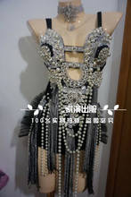 Black pearls jumpsuit sexy singer bikini New nightclub DJDS bar stage dance gogo costume 2024 - buy cheap