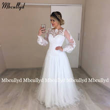 Vintage Wedding Dresses Floor Length Bride Gowns Plus Size Long Sleeves Lace Beach Boho A-ine Tulle Party Dress 2021 2024 - buy cheap