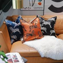 Luxury Europe Style Dark Orange Horse Print Cushion Covers Soft Silk 45x45cm Pillow Cases Home Decorative for Sofa Pillow Cases 2024 - buy cheap