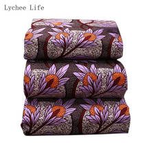 Lychee life tecido de poliéster encerado 1 jarda, ancara, africano, estampa floral, patchwork, costura, faça você mesmo 2024 - compre barato