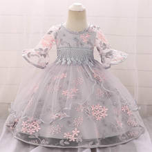 Летнее платье для новорожденных девочек на 1-й день рождения, кружевное платье принцессы с цветочным рисунком для маленьких подружек невесты, детские платья 2024 - купить недорого