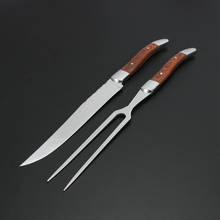 Conjunto de faca e garfo de madeira criança, 2 peças 11.8 ''laciol estilo talheres de aço inoxidável restaurante cabo de madeira 2024 - compre barato