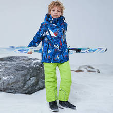 Traje de esquí impermeable a prueba de viento para niños, conjunto de chaqueta de esquí y pantalones de snowboard, abrigo de nieve cálido grueso para niños de 110 a 160 2024 - compra barato