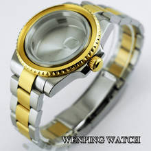 Caja de reloj dorada de 40mm + 1 bisel + 1 correa de acero para ETA 2836,Miyota 8205 8215 82 Series Mingzhu DG2813/3804 movimiento 2024 - compra barato