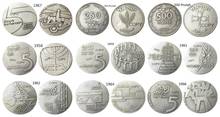 Israel 5 Lirot набор (1959-1957) 9 шт разных юбилей индепенса посеребренные копии монет 2024 - купить недорого
