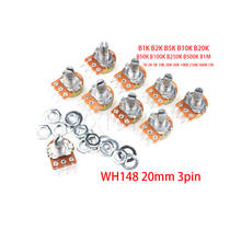 10pcs WH148 B1K B2K B5K B10K B20K B50K B100K B500K 3Pin 20mm Shaft Amplifier Dual Stereo Potentiometer 1K 2K 5K 10K 50K 100K 1M 2024 - buy cheap