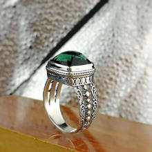 Anel de prata esterlina 925 com esmeralda garantida, anéis iniciais de casamento para mulheres, cristal natural, abertura, joias finas bague 2024 - compre barato