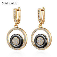 MAIKALE Trendy Ceramic Drop Earrings Round Copper Plated Gold  High Quality Pendant Earrings For Women Send Friend Gifts 2024 - buy cheap