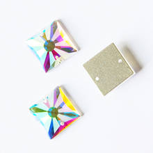 Матовый топ YANRUO 2315MTH AAAAA Crystal AB, Пришивные квадратные стеклянные хрустальные камни, зеркальные Стразы с плоской задней поверхностью, кристаллы для одежды 2024 - купить недорого