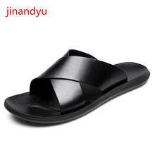 Genuine Leather Shoes Man Beach Slippers Black Brown Men Casual Shoes Non Slip Summer Sandals for Men Outdoor Sliders Shoes 2024 - buy cheap