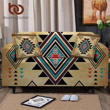 Beddingoutlet geométrica capa de sofá sudoeste elástico capa de sofá aztec estiramento slipcover canto sofá cubre 1/2/3/4 seater 2024 - compre barato