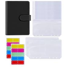 18Pcs A6 PU Leather Binder Cover with 6 Ring Binder Pockets Envelopes for Cash Budget System Documents Cards 2024 - buy cheap