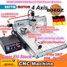 EU free VAT 4 Axis 8060 CNC 2200W USB Mach3 2.2kw CNC Router Engraver Engraving Drilling Cutting Milling Mahcine 220VAC 2024 - buy cheap