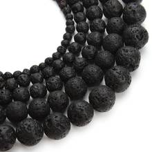 Top Quality Round Ball Black Natural Stone Lava Bead Volcanic Rock Loose Beads 4mm 6mm 8mm 10mm 12mm DIY Bracelet Jewelry Making 2024 - buy cheap