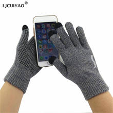 LJCUIYAO Hot Touched Screen Knitted Gloves Winter Autumn Men Male Thicken Warm Wool Cashmere Solid Gloves Mitten Non-slip Gloves 2024 - buy cheap