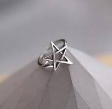 Personalidade exagerada david estrela anéis para jóias de casamento feminino anel de dedo antigo ajustável anillos 2024 - compre barato