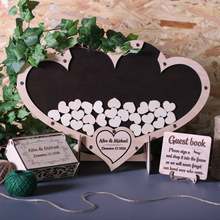 Wedding double heart drop box, Personalized Guestbook Alternative, Wedding heart guest book, Unique Guest Book 2024 - buy cheap